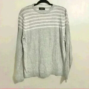 Nordstrom Men’s Shop Gray Stripe Crewneck Pullover Sweater